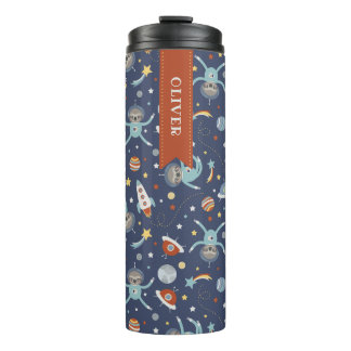 Ruimtegolven - Cute Pattern - Voeg naam toe Thermosbeker