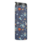 Ruimtegolven - Cute Pattern - Voeg naam toe Thermosbeker (Geroteerd rechts)