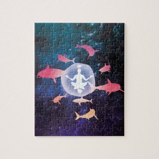 Ruimtehaaien en meditatiekunst legpuzzel (Verticaal)