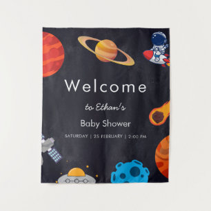 Ruimtejongen Planeten Lieve Astronaut Baby Shower Wandkleed