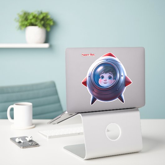 RUIMTEJONGEN  STICKER (Laptop op bureau)