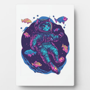 Ruimtekat Dromen � Grappige Vaporwave Galaxy Kitty Fotoplaat