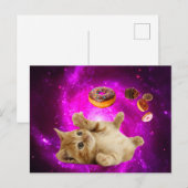 Ruimtekat en vliegende donuts briefkaart (Voorkant / Achterkant)