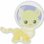 Ruimtekat, kosmonaut, astronaut, ruimte, koffiekat sticker (Voorkant)