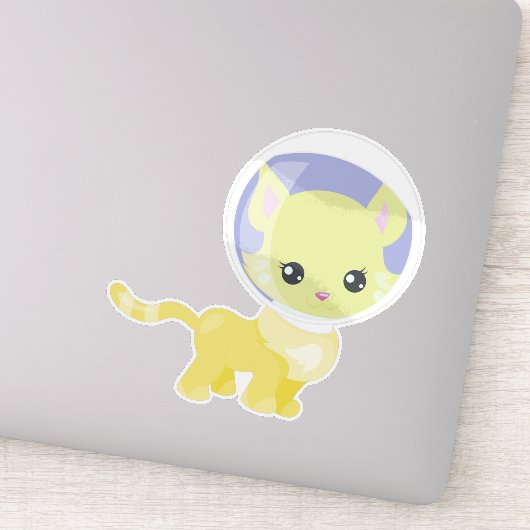 Ruimtekat, kosmonaut, astronaut, ruimte, koffiekat sticker (Detail)