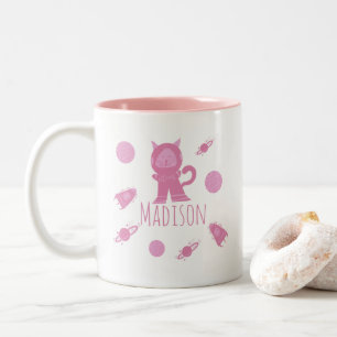 Ruimtekat Roze Kitten Naam Tweekleurige Koffiemok