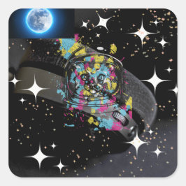 Ruimtekat Vierkante Sticker