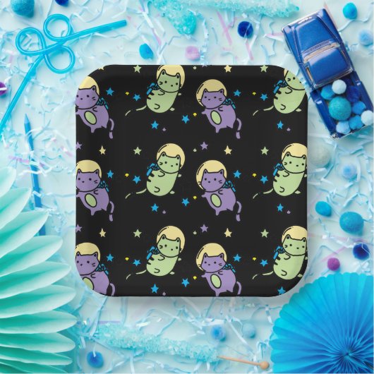 ruimtekatten papieren bordje (Feest)