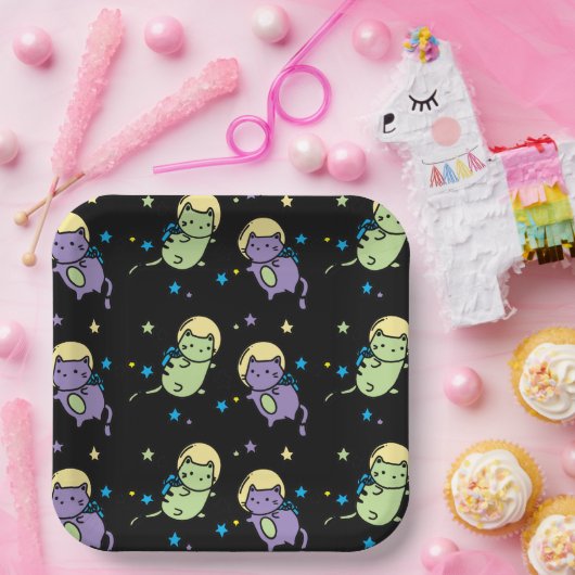 ruimtekatten papieren bordje (Feest)