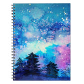 Ruimtekunst bij waterverf met nachtelijke hemel en notitieboek (Voorkant)