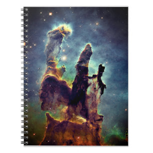 Ruimtekunst de schepper op zijn troon notitieboek