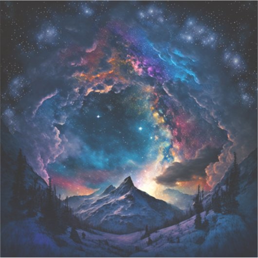 Ruimtelandschap van het kosmische gebergte sticker (Voorkant)