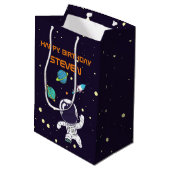 Ruimteman Drijvend in de ruimte Verjaardag Medium Cadeauzakje (Achterkant Gekanteld)
