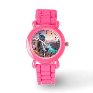 Ruimtemeid met planten (met uren) horloge