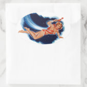 Ruimtemeisje Ovale Sticker (Tas)