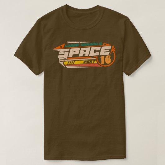 Ruimteontwerp Lunar ruimtehaven embleem futuristis T-shirt (Design voorkant)