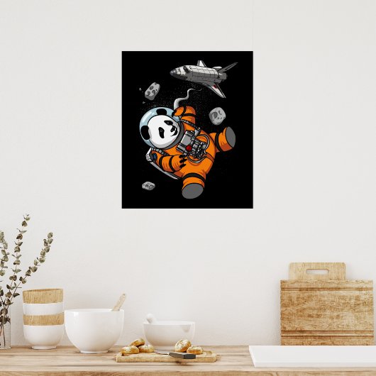Ruimtepanda Beer Astronaut Galaxy Cosmic Animal Poster (Keuken)