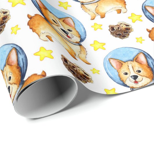 Ruimtepapier Cute Corgi Wrapping Paper Cadeaupapier (Rol Hoek)