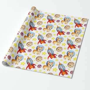 Ruimtepapier Cute Corgi Wrapping Paper Cadeaupapier