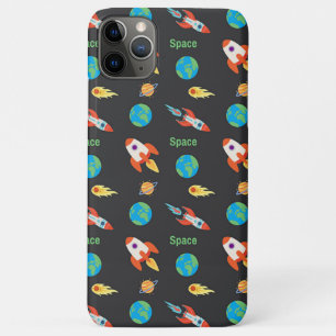 Ruimtepatroon op zwart iPhone 11 pro max hoesje