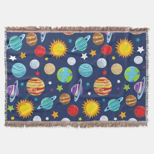 Ruimtepatroon, planeten, sterren, kosmos, melkweg deken (Voorkant)