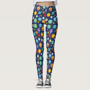 Ruimtepatroon, planeten, sterren, kosmos, melkweg leggings