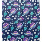 Ruimtepatroon, planeten, sterren, melkweg, kosmos douchegordijn (Voorkant)