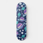Ruimtepatroon, planeten, sterren, melkweg, kosmos skateboard (Voorkant)