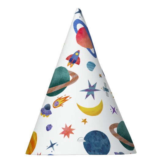 Ruimteplaneten Astronaut Maan Sterren Verjaardag Feesthoedjes (Rechts)