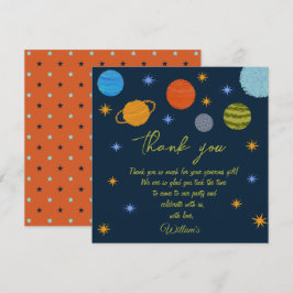 Ruimteplaneten Galaxy Stars Boy Baby shower Bedankkaart