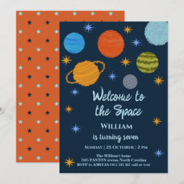 Ruimteplaneten Galaxy Stars Boy Baby shower Kaart