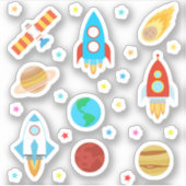 Ruimteplaneten sterren raketten worden met satelli sticker (Voorkant)