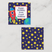 Ruimteraket cadeau bijgevoegde kaartjes (Voorkant / Achterkant)
