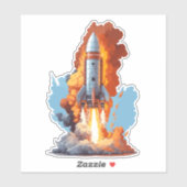 Ruimteraket met vurige vlammen sticker (Vel)