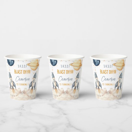 Ruimteraket Schip Outer Space Verjaardagsfeest Papieren Bekers (Multi)
