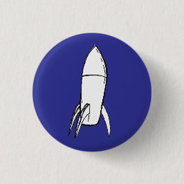 Ruimteraket vanuit Space Port KARL (blauw) Ronde Button 3,2 Cm