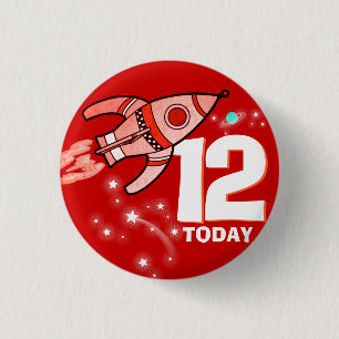 Ruimteraketrode jongens ouder dan 12 jaar ronde button 3,2 cm