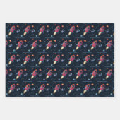 ruimteraketschip | Verjaardag UFO-astronaut Inpakpapier Vel (Voorkant)