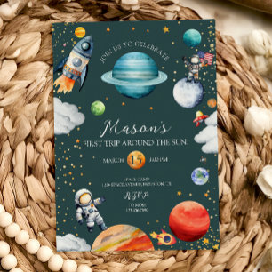 Ruimtereis rond de zon voor raket & astronaut kaart