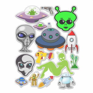 Ruimtesaliens grays voor kliercolograafplaat sticker