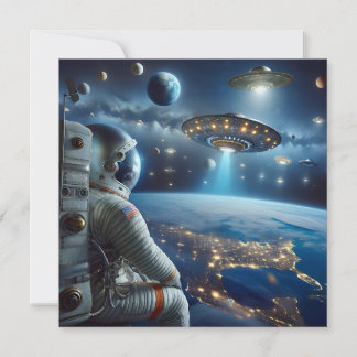 Ruimteschepen en een astronaut in de ruimte kaart