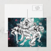 Ruimteschick en octopus-briefkaart briefkaart (Voorkant / Achterkant)