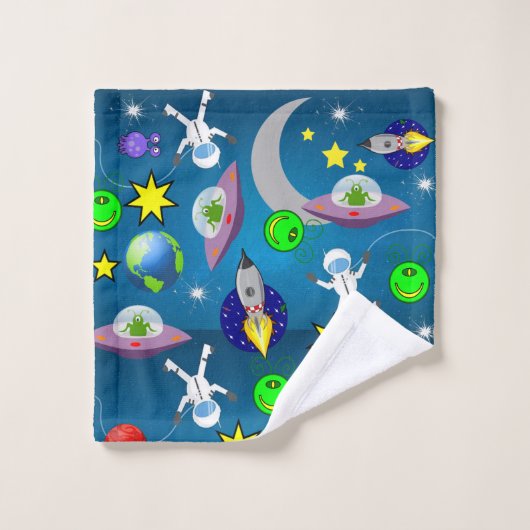 Ruimteschip Aliens Astronauts Bathroom Towel sets Bad Handdoek (Wasdoekje)