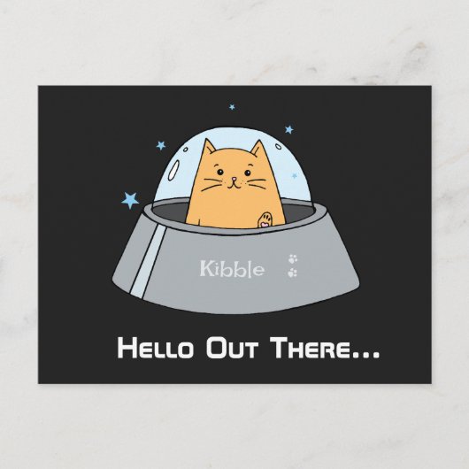Ruimteschip Cat Gepersonaliseerd Briefkaart (Voorkant)