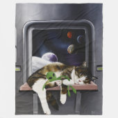 Ruimteschip Cat Sci-Fi Schattige Fleece Deken (Voorkant)