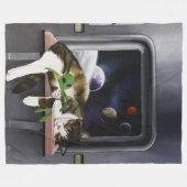 Ruimteschip Cat Sci-Fi Schattige Fleece Deken (Voorkant (Horizontaal))