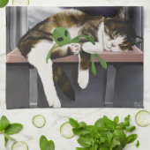 Ruimteschip Cat Sci-Fi Schattige Theedoek (Gevouwen)