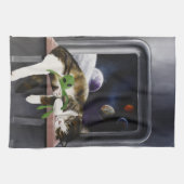 Ruimteschip Cat Sci-Fi Schattige Theedoek (Horizontaal)