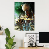 Ruimteschip en buitenaardse planeet poster (Thuiskantoor)