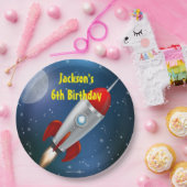 Ruimteschip, Maan Sterren Verjaardagsfeestje Papieren Bordje (Feest)